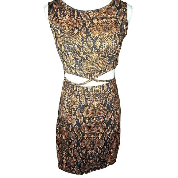 Women Python M Two Piece Set Bodycon Sleeveless Crop Top&Mini Skirt Set - Picture 1 of 8